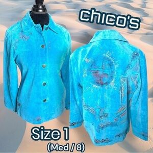 🔥 Chico’s Suede Southwestern Aztec Shacket Jacket Chico’s Size 1 Medium / 8